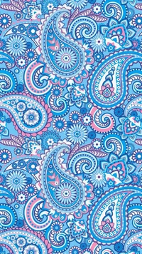 Azure Paisley Pattern: Electric Blue Symmetry and Floral Motifs in Textile Design