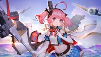 Saratoga aus Azur Lane: Anime-Mädchen in Kampfbereitschaftsposition