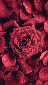 Radiant Red Rose Surrounded by Velvet Petals