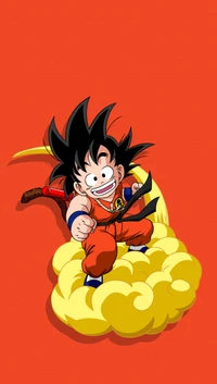 Goku montando em uma nuvem Nimbus