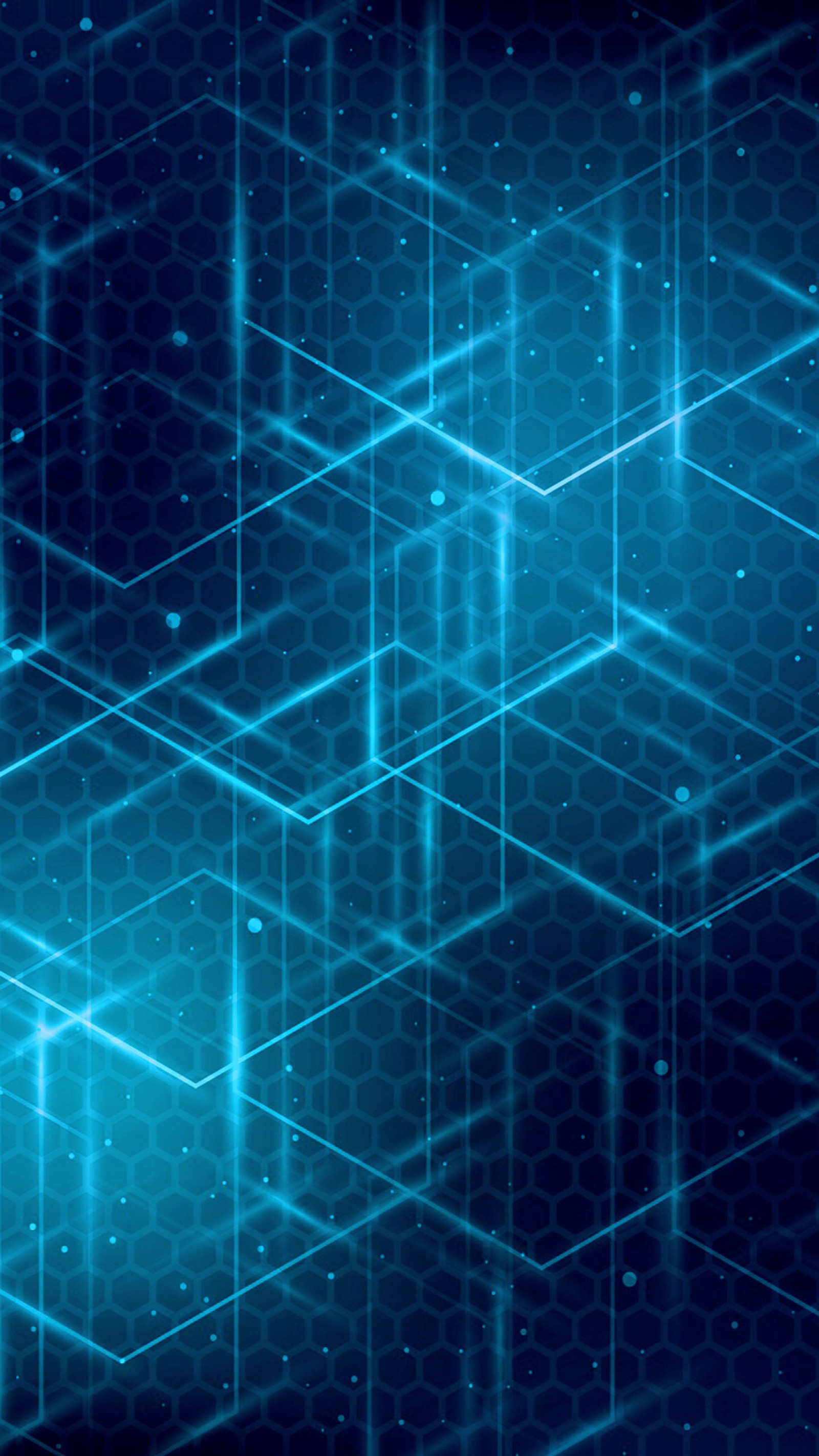 A close up of a blue background with a lot of hexagons (abstract, blue)