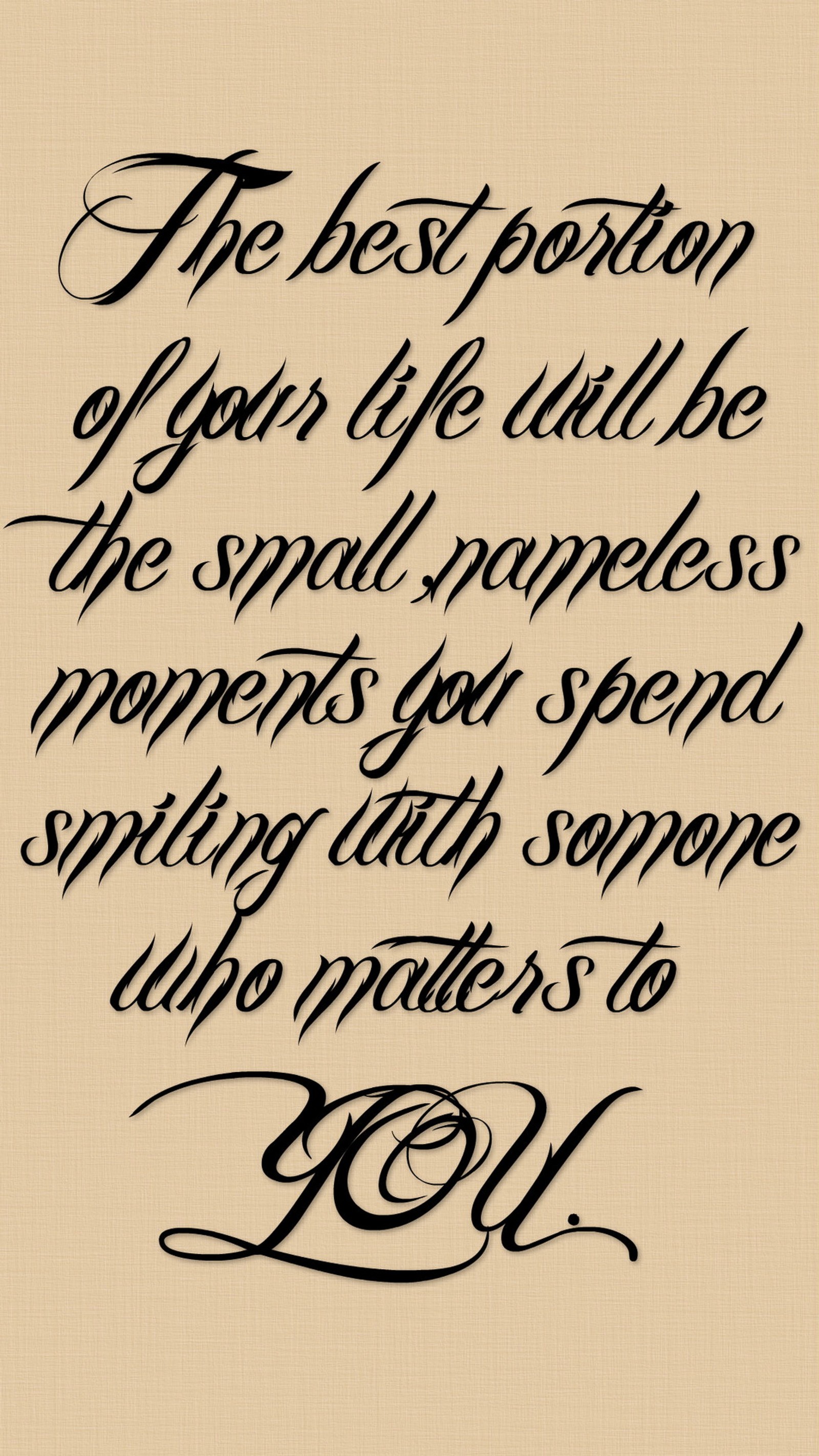 A close up of a quote on a beige background with a black font (best, moments, nameless, portion, quote)