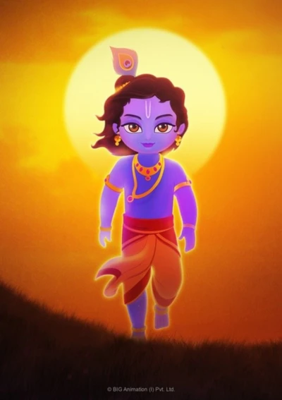 Seigneur Krishna contre un coucher de soleil radieux