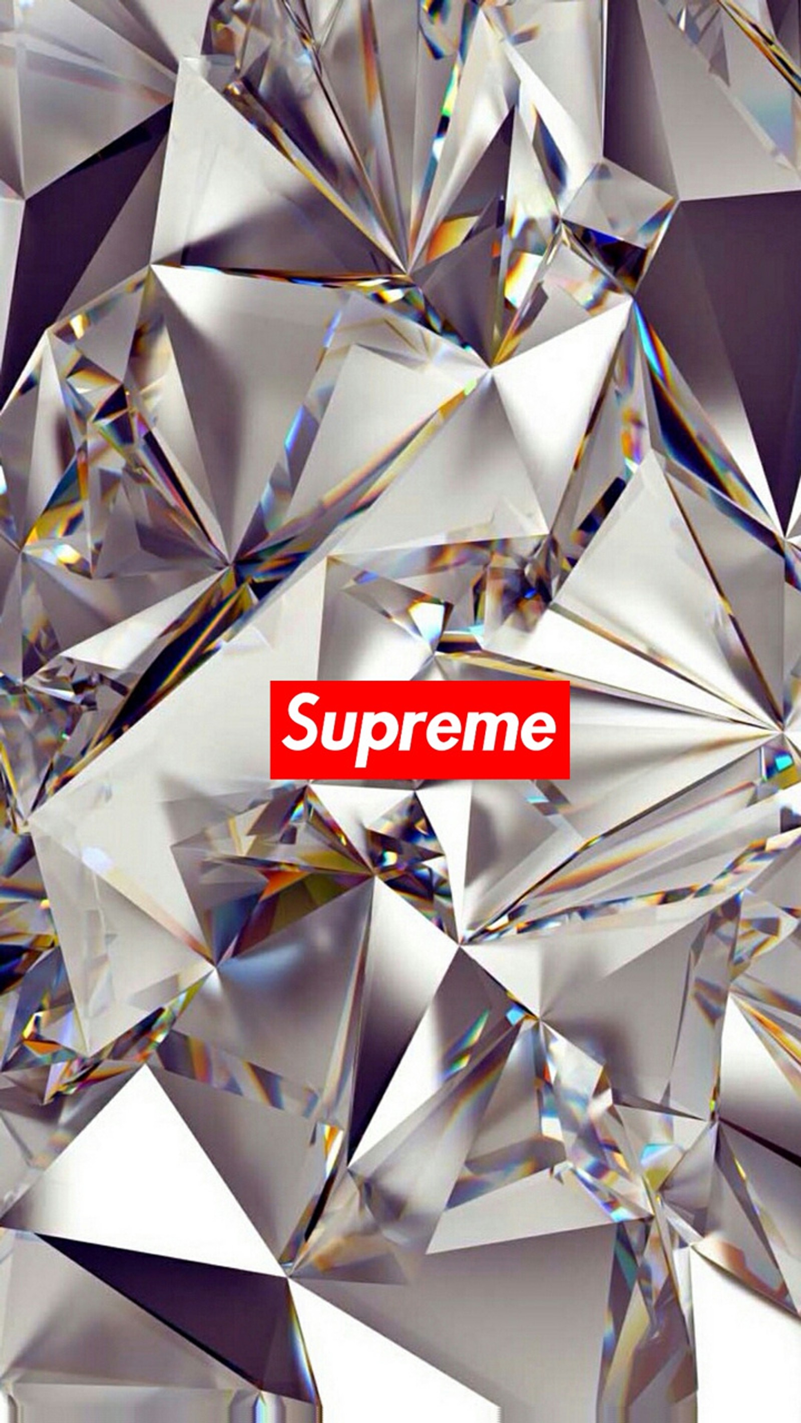 Logotipo supremo em um fundo de diamantes brilhantes (cristais, supreme)