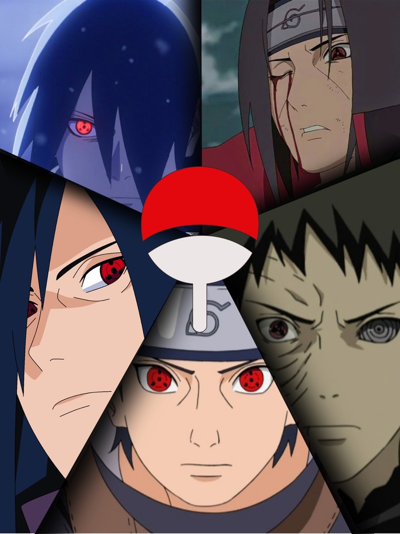 Близкий план группы аниме-персонажей с красными глазами (itachi, мадара, madara, наруто ураганные хроники, naruto shippuden)