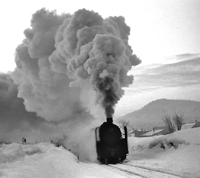 noir, neige, train, blanc