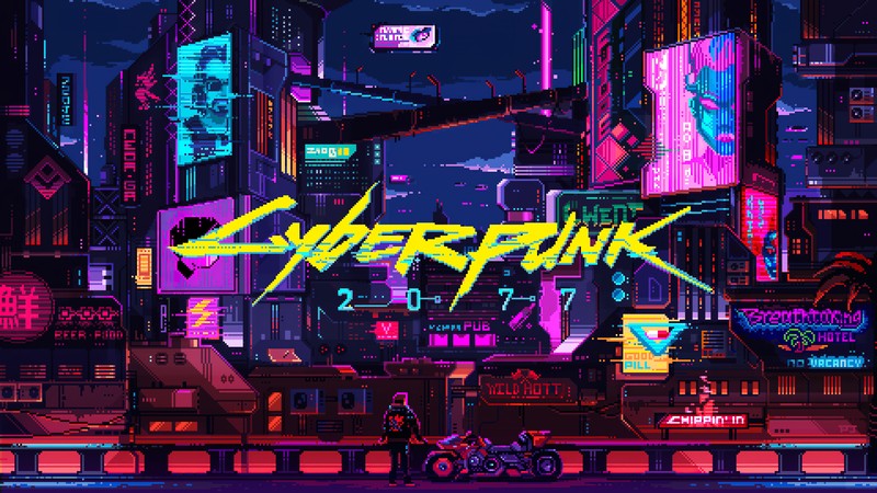 Cyberpunk 2 скоро выйдет на nintendo switch (cyberpunk 2077, ретро, произведение искусства, пиксельное искусство, дистопический)