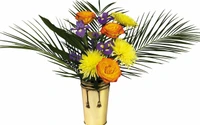 Vibrant Flower Bouquet with Yellow Roses and Colorful Blooms