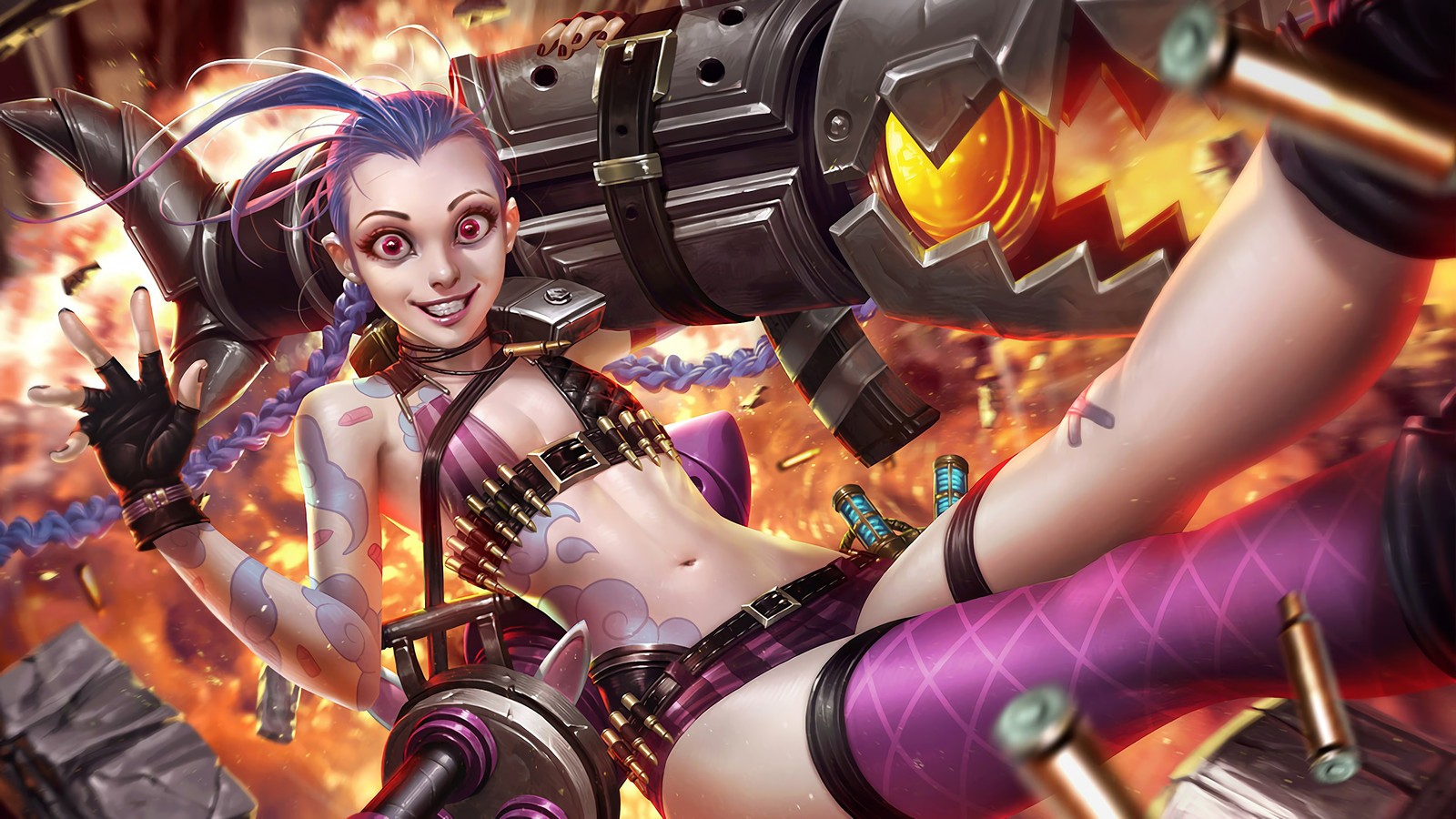 Скачать обои джинкс, jinx, lol, league of legends, видеоигра