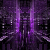 Symmetrical Purple Light in a Dark Architectural Space