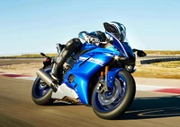 Yamaha YZF-R6 Sport Bike in Action on the Racetrack