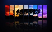 Twilight Spectrum: Silhouetted Tree Reflections Across a Colorful Evening Sky