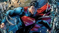 Superman Breaking Through Barriers in a Dynamic DC Comics Scene