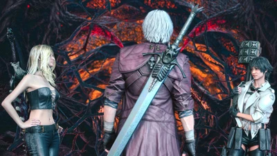 Dante konfrontiert Trish und Lady in Devil May Cry 5