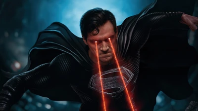 Superman im schwarzen Anzug entfesselt Wärmevision - Zack Snyders Justice League (2021)