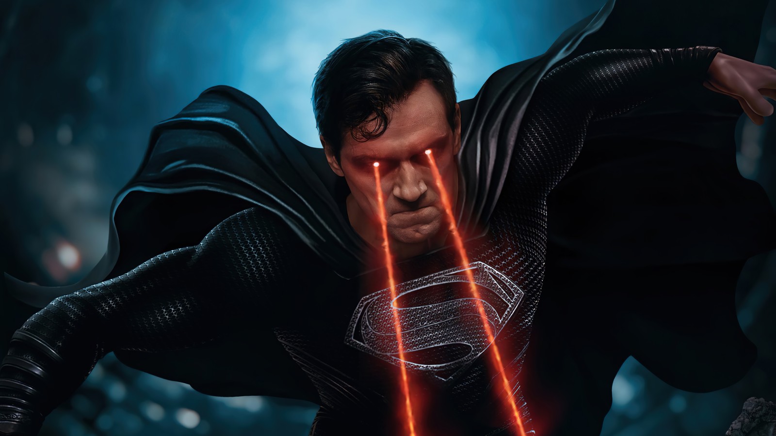 Baixar papel de parede superman, terno preto, visão térmica, liga da justiça, justice league