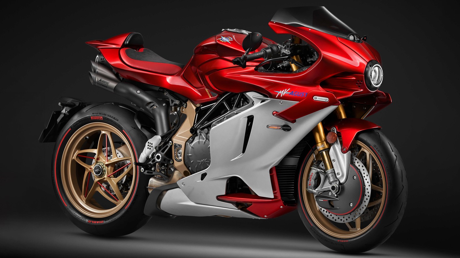 Скачать обои mv agusta superveloce 1000 serie oro, 5k, 2024, спортивные мотоциклы, тёмный фон