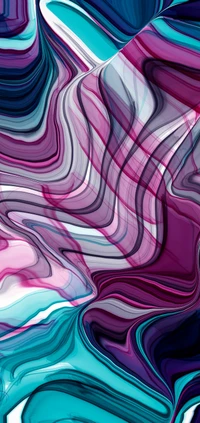 Fluid Abstract Patterns in Vibrant Hues of Purple and Aqua