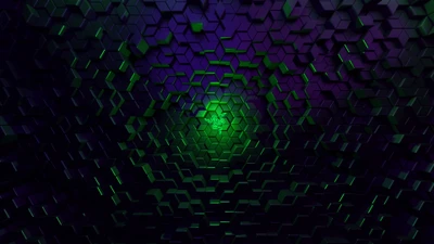 Design de tecnologia hexagonal inspirado na Razer em fundo escuro