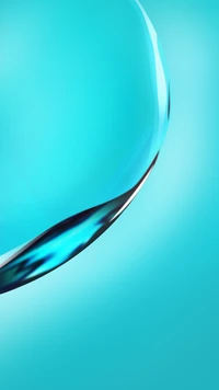 Electric Blue Liquid Curve with Circular Reflection