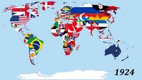 World Map Featuring National Flags in Vivid Colors