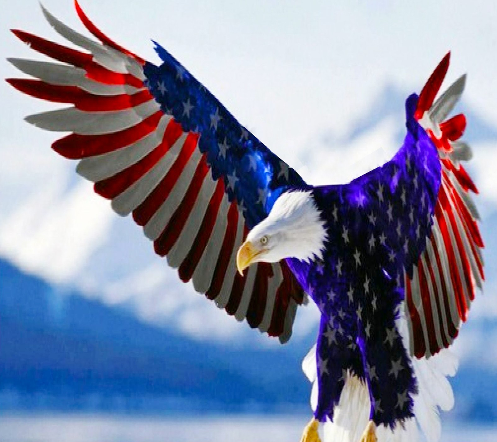 Araffe eagle with american flag wings spread its wings (american, eagle)