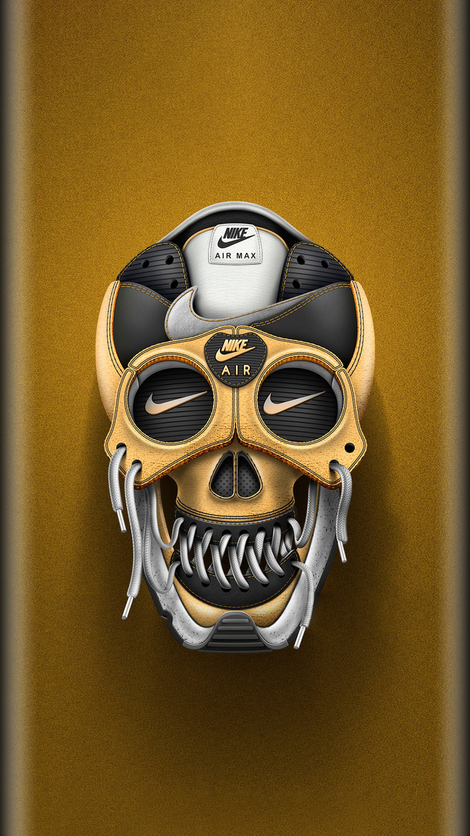 Arafed image of a skull with a baseball cap and goggles (air, edge style, gold, nike, s7)