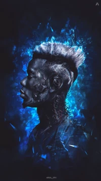 Portrait futuriste de Pogba : Une fusion de l'art et de la technologie