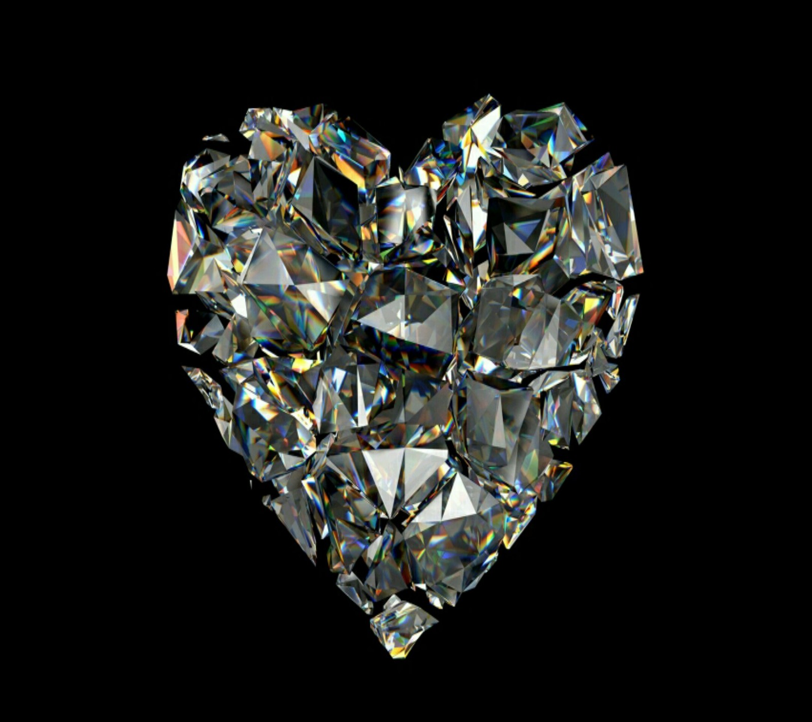 Nahaufnahme eines aus diamanten gemachten herzens auf einem schwarzen hintergrund (schön, diamant, edelsteine, herz, liebe)