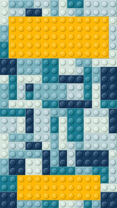 Colorful LEGO background with varying shades of blue and yellow dots, creating a playful design ideal for kids' games.