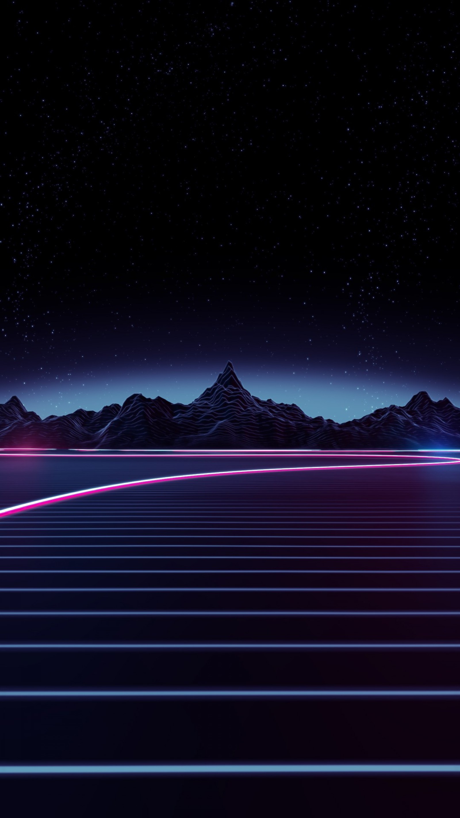 A close up of a futuristic landscape with mountains and a neon light (beauty, light, mountains, neon, night)