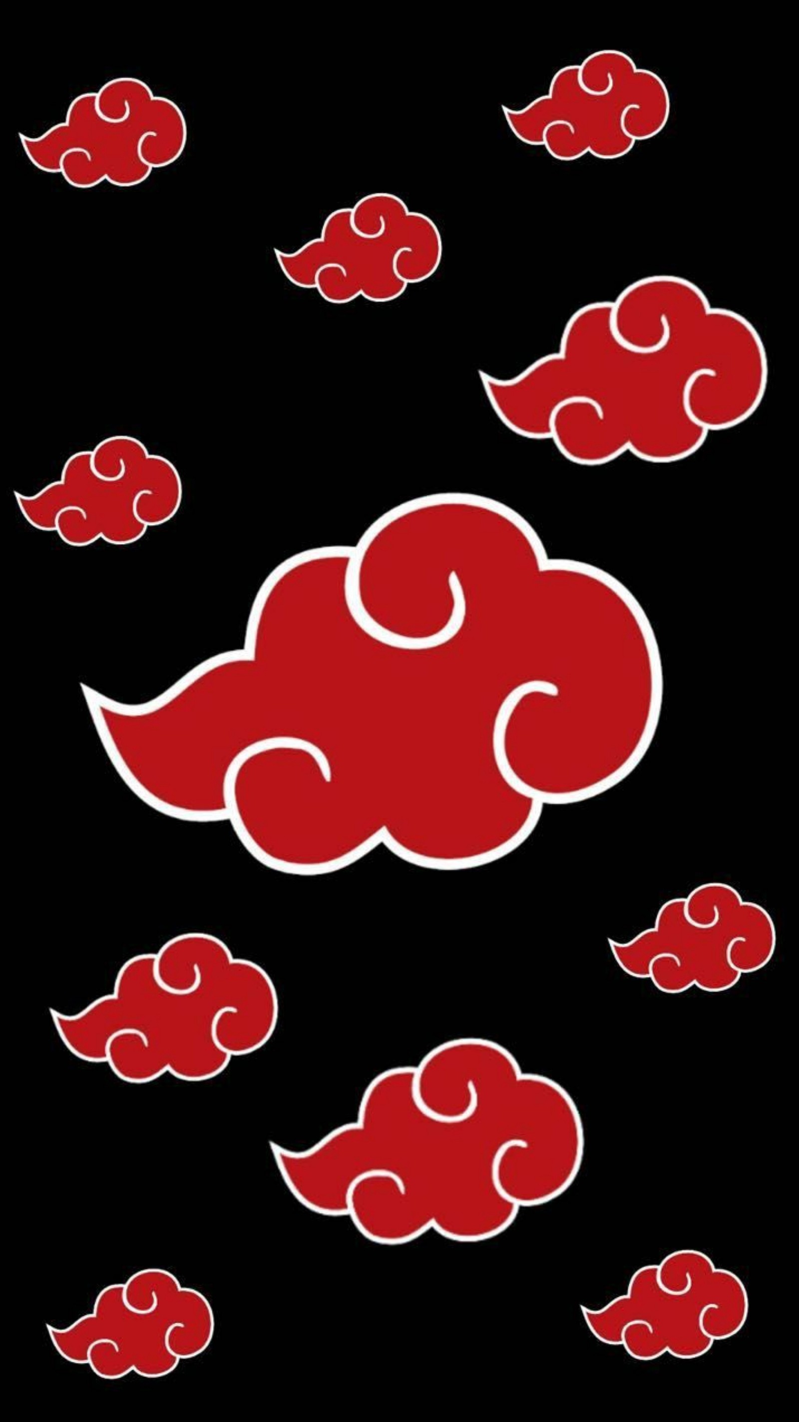 Un gros plan d'un nuage avec un motif rouge dessus (akatsuki, anime, logo akatsuki, naruto, naruto shippuden)