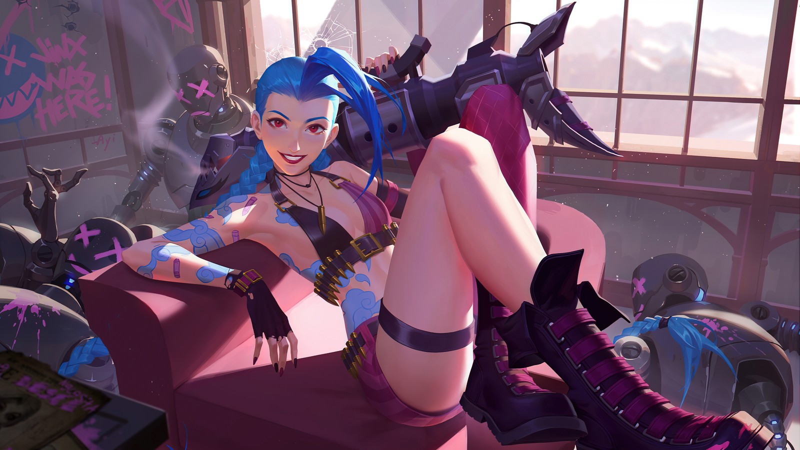 Baixar papel de parede jinx, league of legends, lol, jogo de vídeo