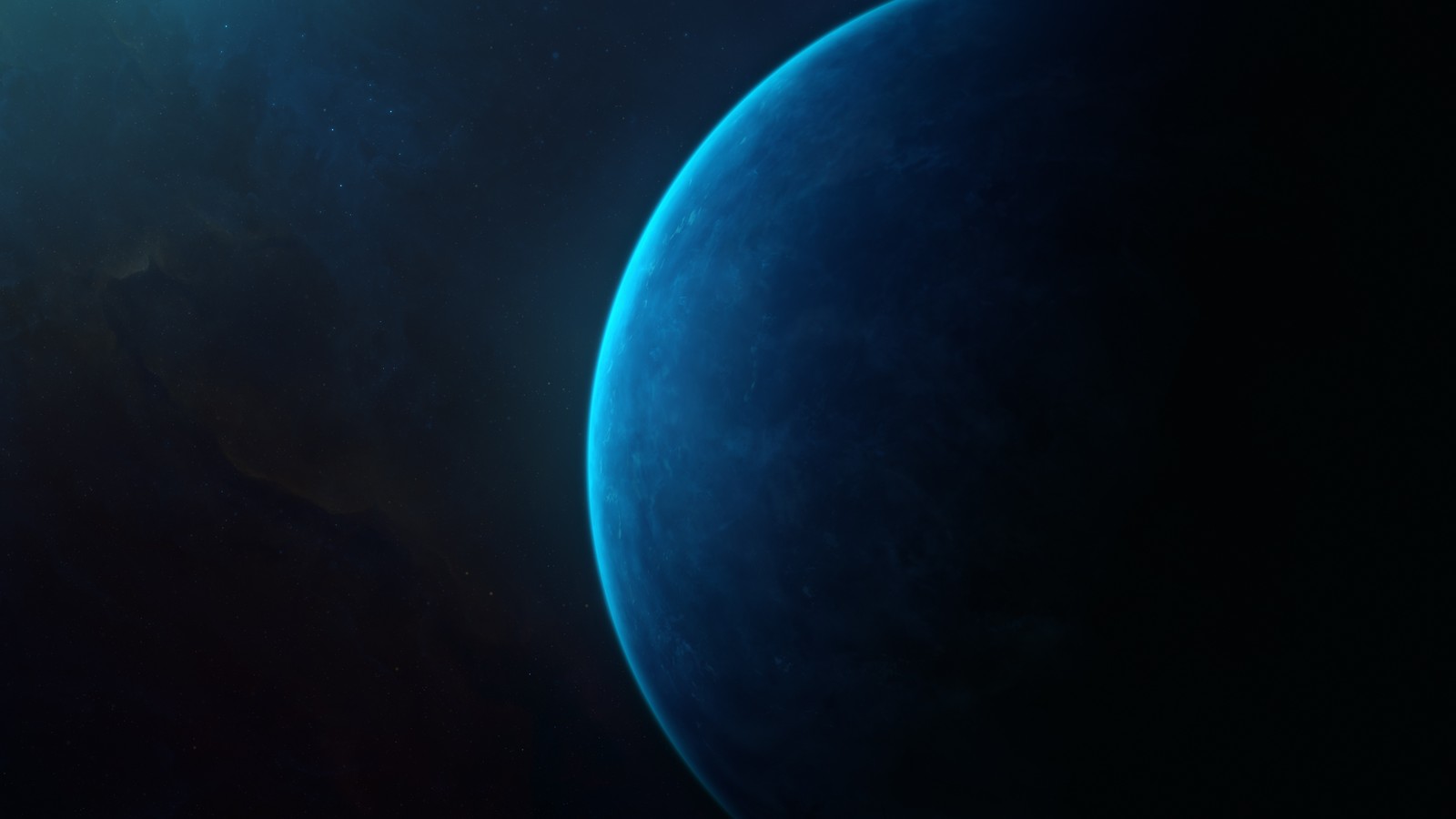 A close up of a blue planet with a bright light shining on it (planet, universe, earth, space, moon)