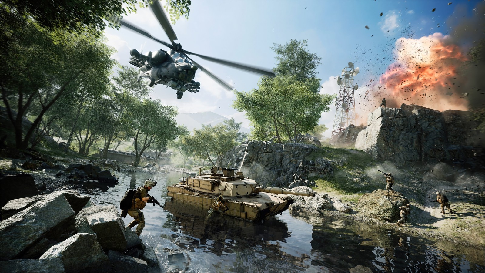 battlefield 2042, video game, tank, attack helicopter Download Wallpaper