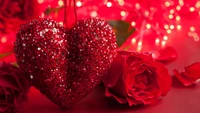 Sparkling Red Heart and Roses: A Celebration of Love and Romance