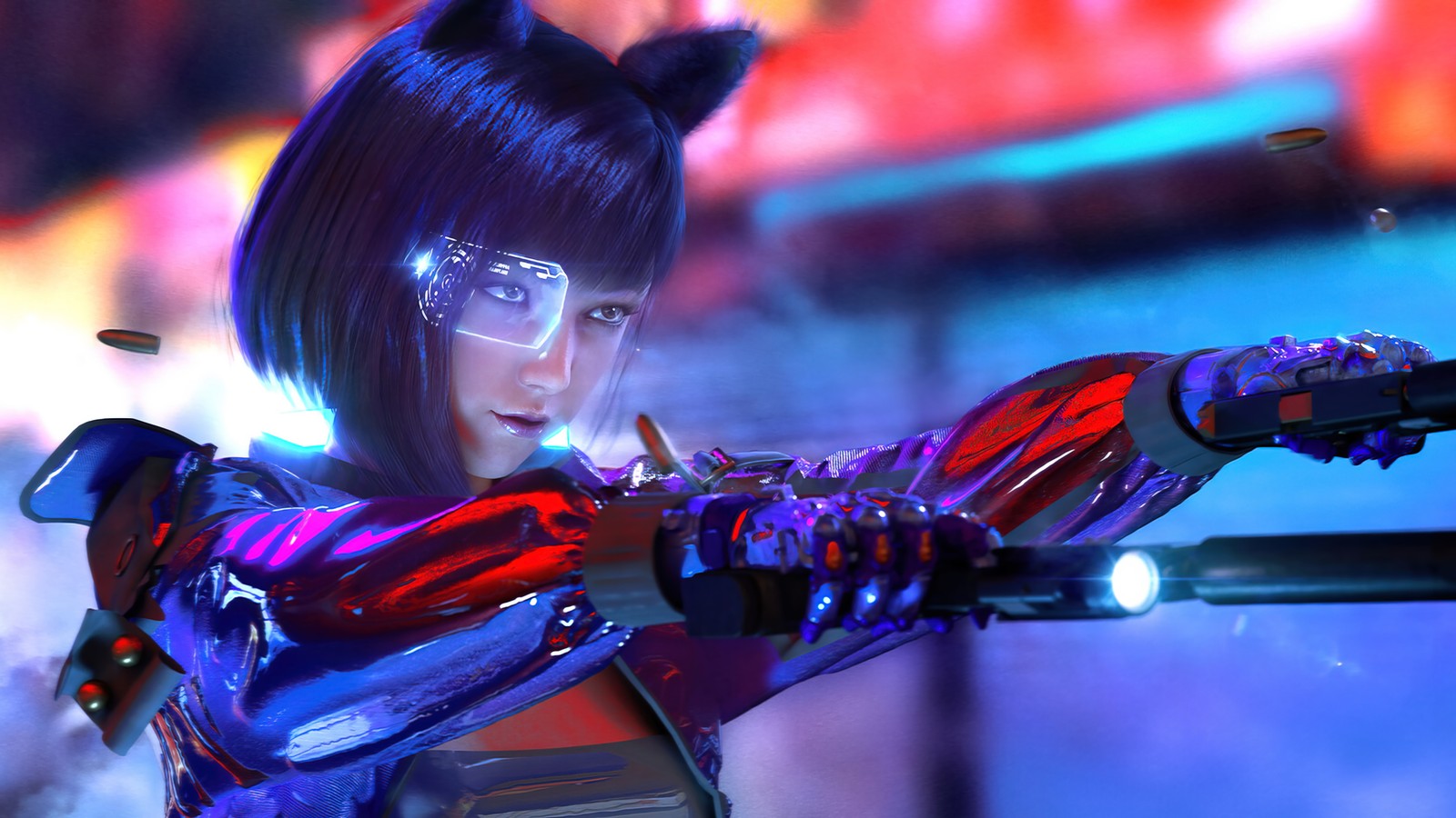 cyberpunk, girls, gun Download Wallpaper