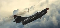 Dynamic Military Aviation: A Fighter Aircraft Maneuvering Amidst Dramatic Clouds