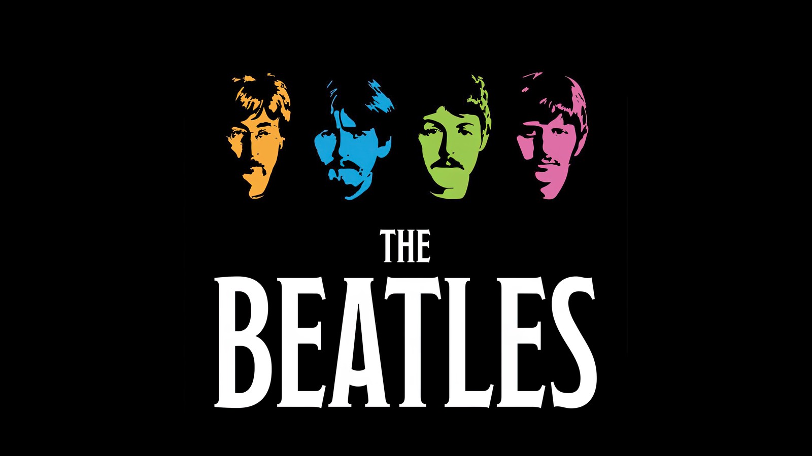 Le logo des beatles avec quatre visages des beatles (the beatles, amoled, minimaliste, john lennon, paul mccartney)