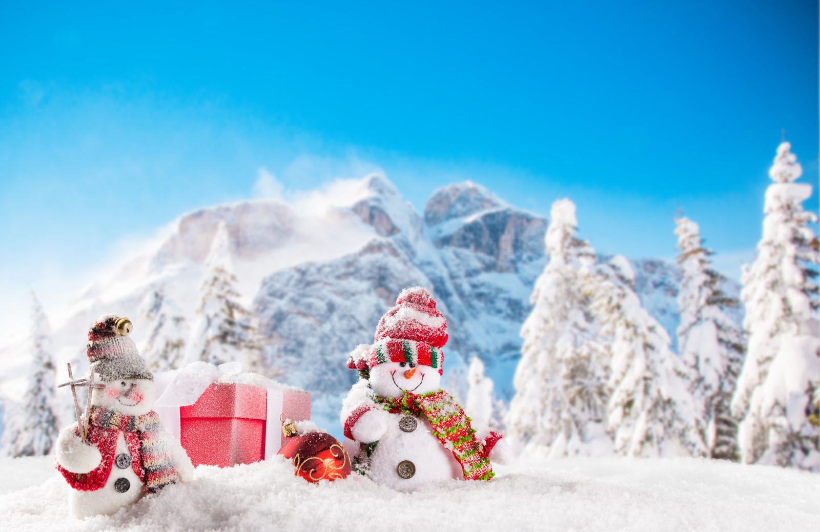 Descargar fondo de pantalla día de navidad, muñeco de nieve, invierno, nieve, congelación