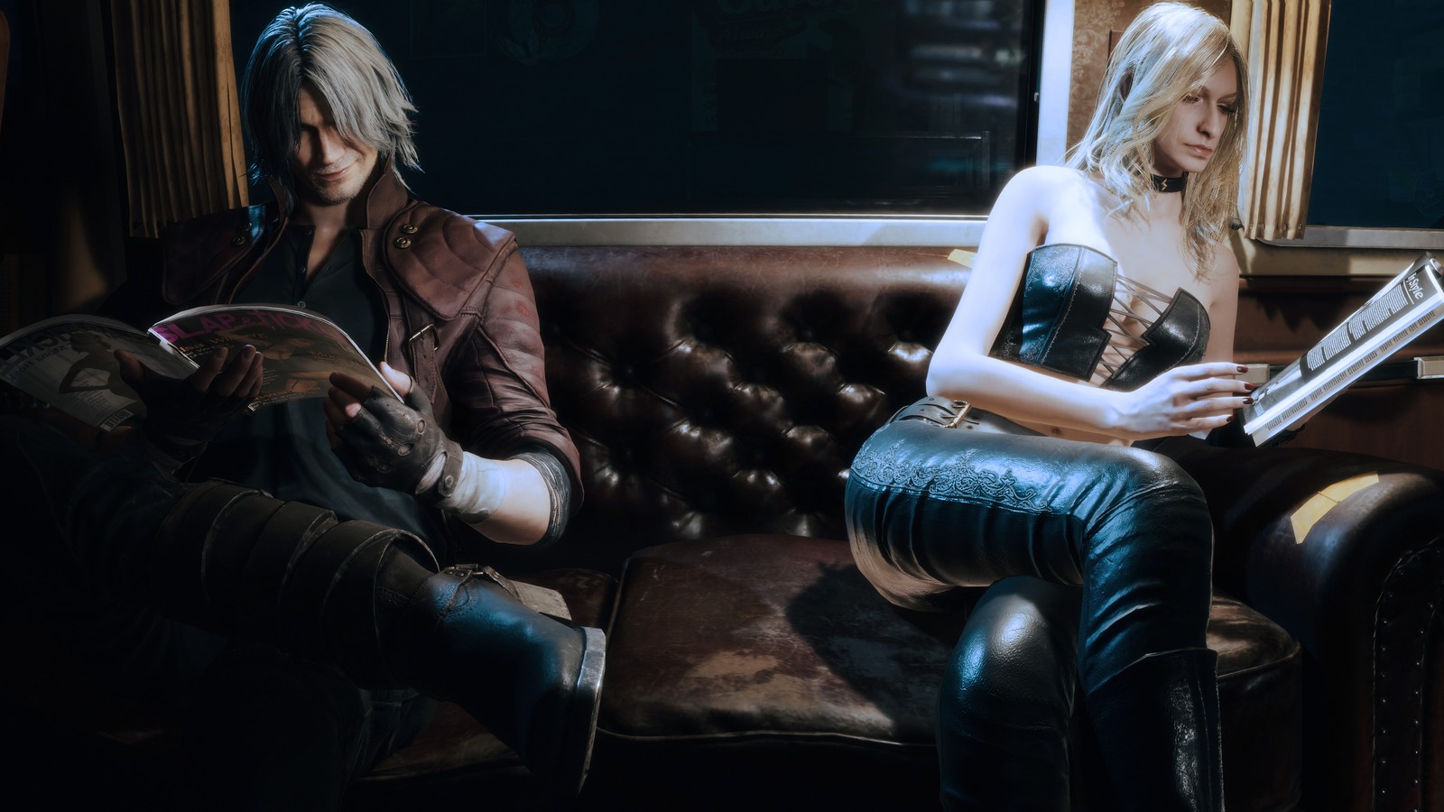 Baixar papel de parede dante, trish, devil may cry 5, jogo de vídeo