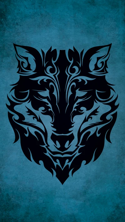 Diseño de tatuaje de lobo negro tribal