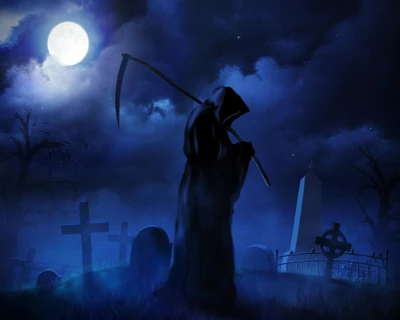 Gothic Night: Dark Angel in a Moonlit Graveyard