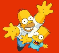 Homer y Bart Simpson celebrando juntos