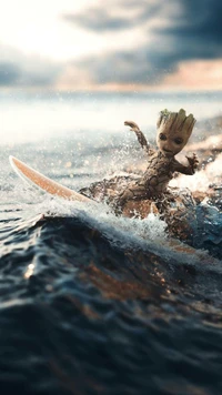 vengadores, avengers, baby groot, marvel, surf