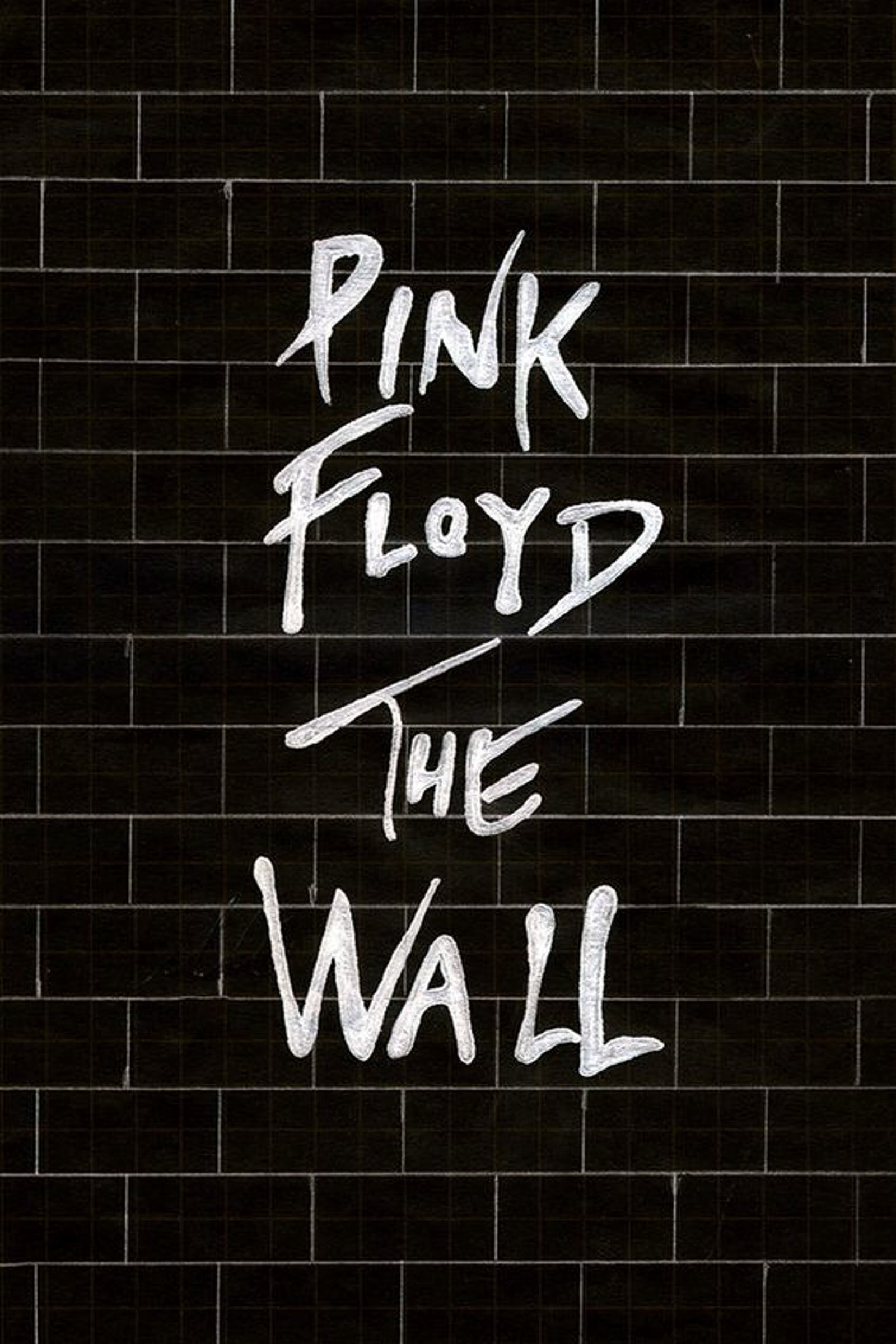 Arafed image of a brick wall with a white spray painted on it (pink, wall, pink floyd, graffiti, music)