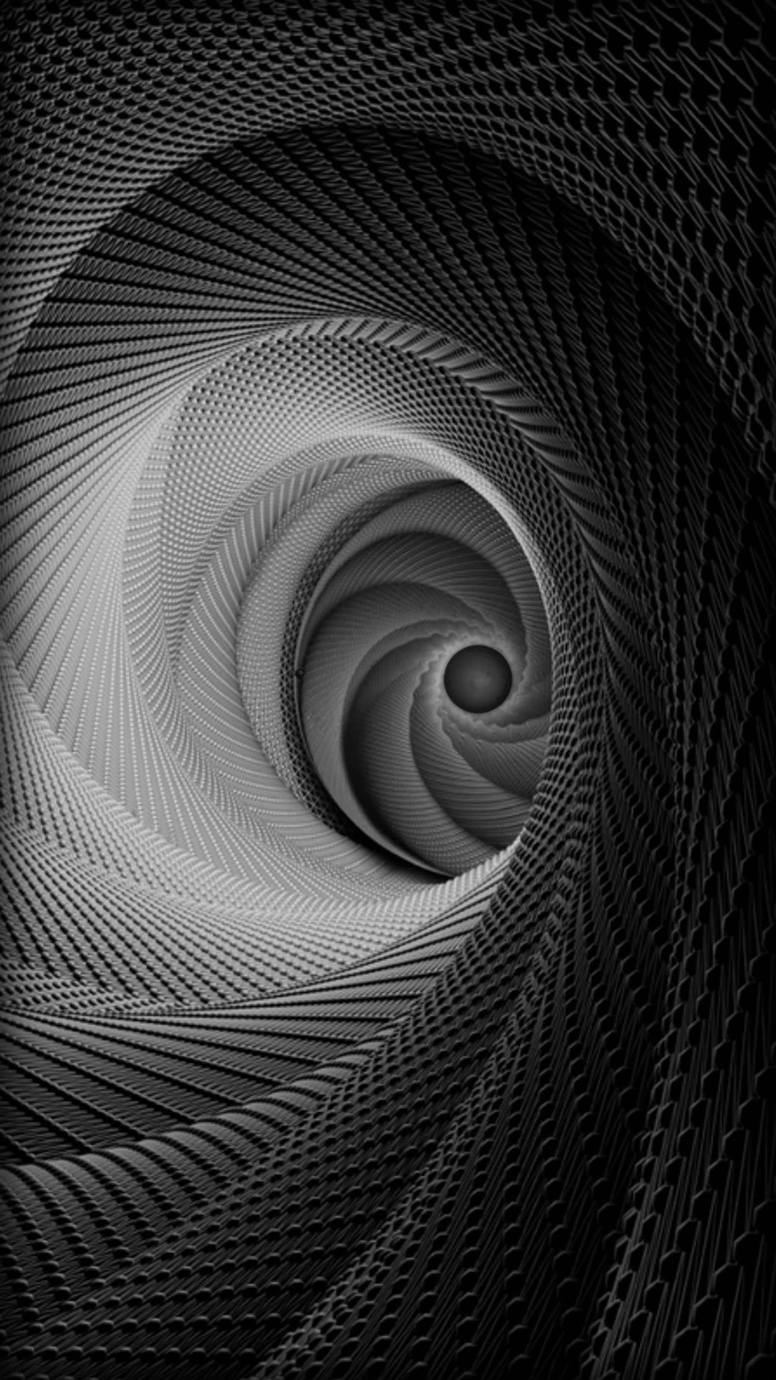 A black and white photo of a spiral design (4kwallpaper, abstract, dark, spiral)