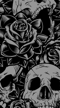 skulls, rose