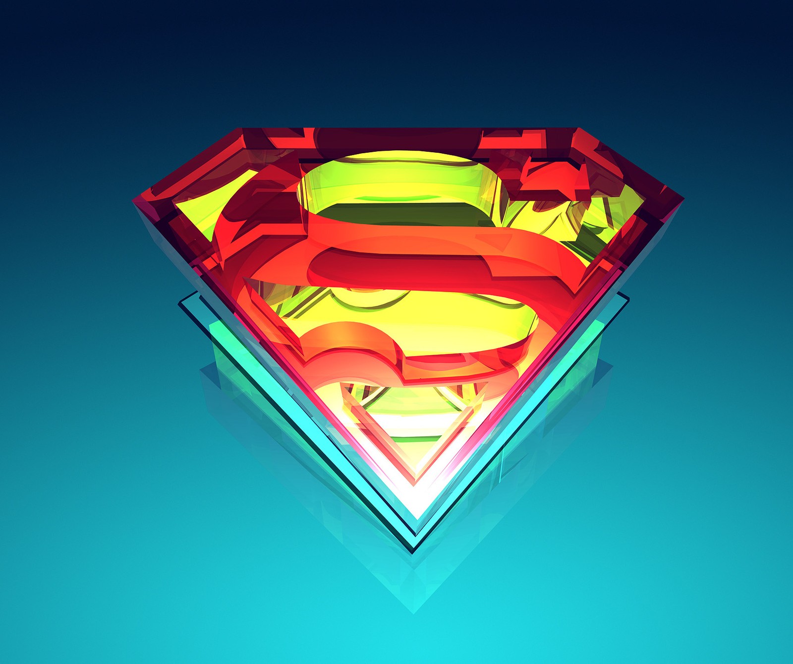 Un primer plano del logo de superman sobre un fondo azul (logotipo, superman)