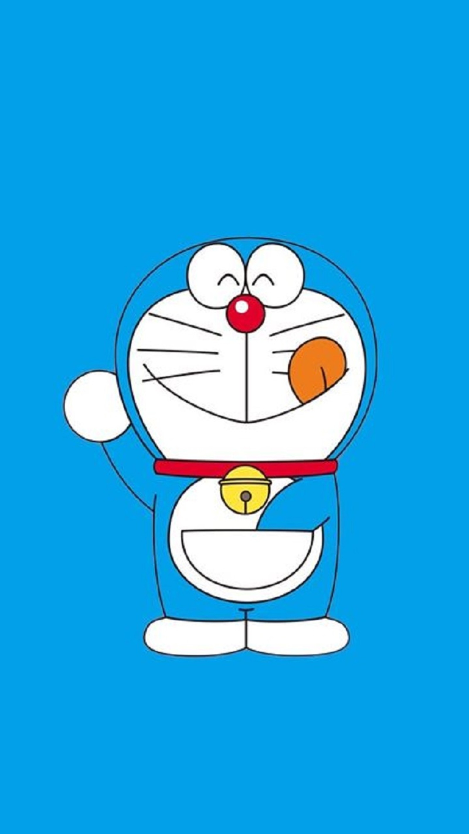 Personaje de dibujos animados con un cinturón rojo y un fondo azul (anime, doraemon)